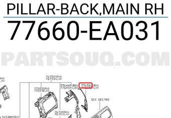 Nissan 77660EA031 PILLAR-BACK,MAIN RH
