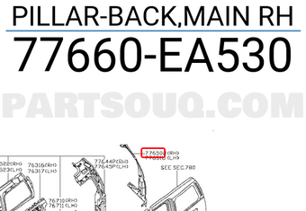 Nissan 77660EA530 PILLAR-BACK,MAIN RH