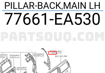 Nissan 77661EA530 PILLAR-BACK,MAIN LH