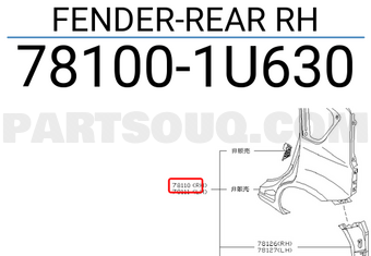 Nissan 781001U630 FENDER-REAR RH