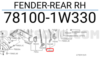 Nissan 781001W330 FENDER-REAR RH