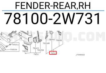 Nissan 781002W731 FENDER-REAR,RH