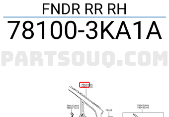 Nissan 781003KA1A FNDR RR RH