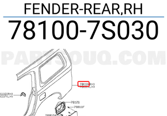 Nissan 781007S030 FENDER-REAR,RH