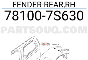 Nissan 781007S630 FENDER-REAR,RH