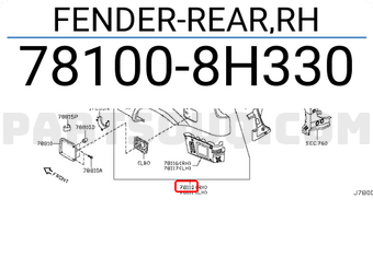 Nissan 781008H330 FENDER-REAR,RH