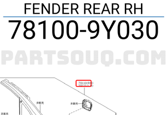 Nissan 781009Y030 FENDER REAR RH