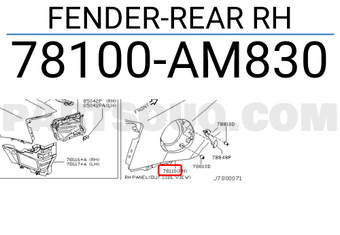 Nissan 78100AM830 FENDER-REAR RH