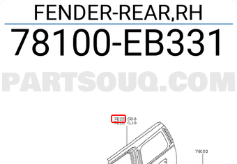 Nissan 78100EB331 FENDER-REAR,RH