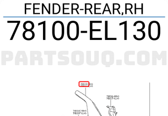 Nissan 78100EL130 FENDER-REAR,RH