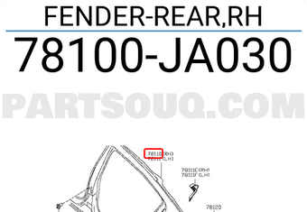Nissan 78100JA030 FENDER-REAR,RH