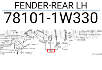 Nissan 781011W330 FENDER-REAR LH
