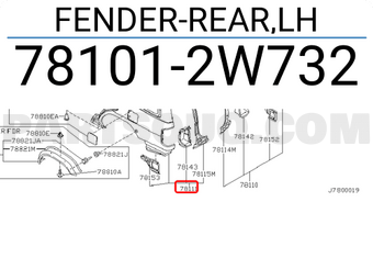 Nissan 781012W732 FENDER-REAR,LH