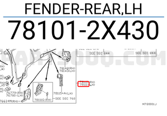 Nissan 781012X430 FENDER-REAR,LH