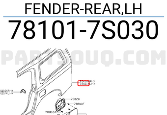 Nissan 781017S030 FENDER-REAR,LH