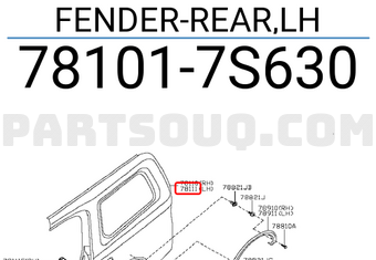Nissan 781017S630 FENDER-REAR,LH