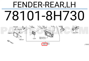Nissan 781018H730 FENDER-REAR,LH