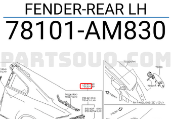Nissan 78101AM830 FENDER-REAR LH