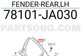 Nissan 78101JA030 FENDER-REAR,LH