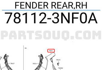 Nissan 781123NF0A FENDER REAR,RH