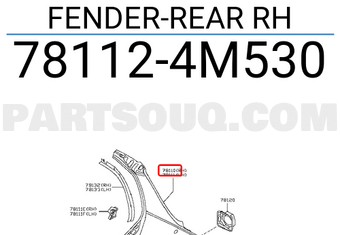 Nissan 781124M530 FENDER-REAR RH