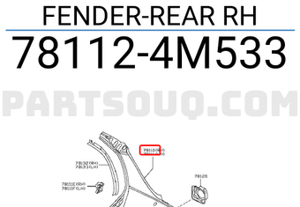 Nissan 781124M533 FENDER-REAR RH