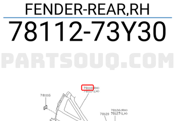 Nissan 7811273Y30 FENDER-REAR,RH