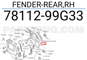 Nissan 7811299G33 FENDER-REAR,RH