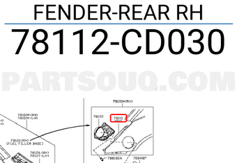 Nissan 78112CD030 FENDER-REAR RH