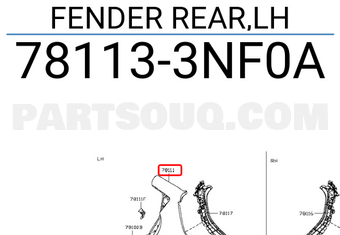 Nissan 781133NF0A FENDER REAR,LH