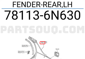 Nissan 781136N630 FENDER-REAR,LH