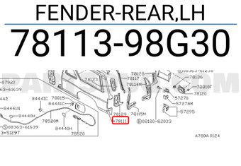 Nissan 7811398G30 FENDER-REAR,LH