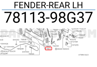 Nissan 7811398G37 FENDER-REAR LH