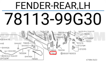 Nissan 7811399G30 FENDER-REAR,LH