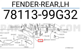 Nissan 7811399G32 FENDER-REAR,LH