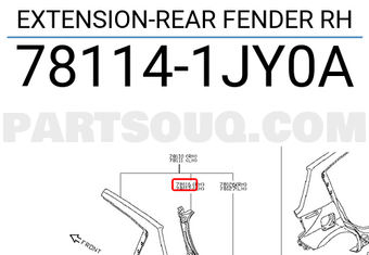 Nissan 781141JY0A EXTENSION-REAR FENDER RH