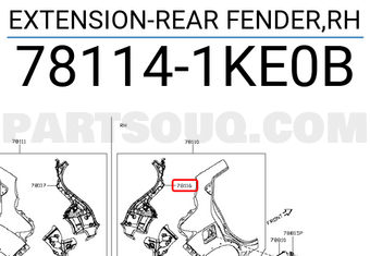 Nissan 781141KE0B EXTENSION-REAR FENDER,RH