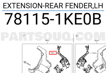 Nissan 781151KE0B EXTENSION-REAR FENDER,LH