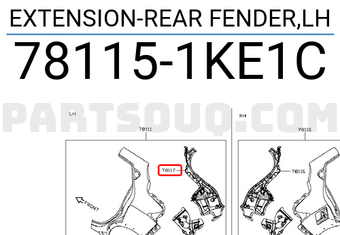 Nissan 781151KE1C EXTENSION-REAR FENDER,LH
