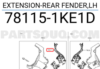 Nissan 781151KE1D EXTENSION-REAR FENDER,LH