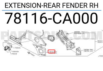Nissan 78116CA000 EXTENSION-REAR FENDER RH