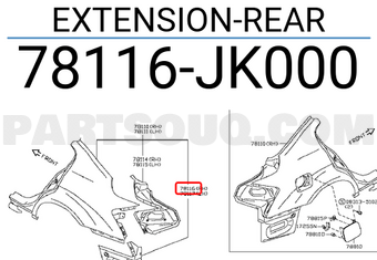 Nissan 78116JK000 EXTENSION-REAR