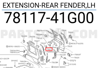Nissan 7811741G00 EXTENSION-REAR FENDER,LH