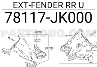 Nissan 78117JK000 EXT-FENDER RR U