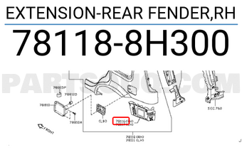 Nissan 781188H300 EXTENSION-REAR FENDER,RH