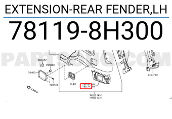 Nissan 781198H300 EXTENSION-REAR FENDER,LH