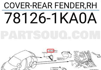 Nissan 781261KA0A COVER-REAR FENDER,RH