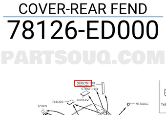 Nissan 78126ED000 COVER-REAR FEND