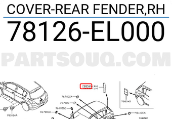 Nissan 78126EL000 COVER-REAR FENDER,RH