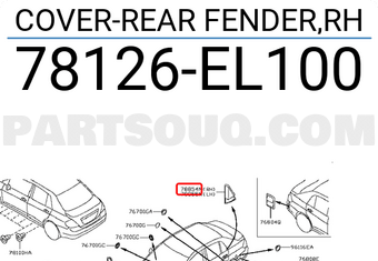 Nissan 78126EL100 COVER-REAR FENDER,RH